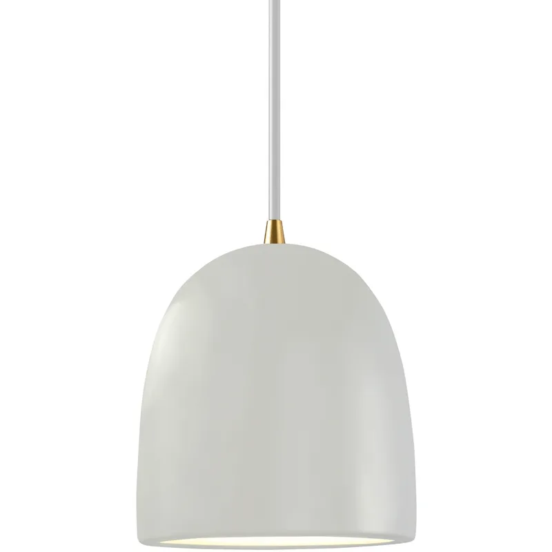 Radiance Collection - Bell Single Drop Pendant in Antique Brass, Dedicated LED, Matte White, White, Form+Finish+Function