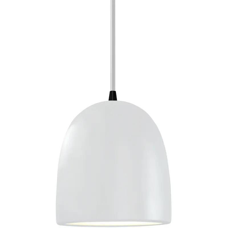 Radiance Collection - Bell Single Drop Pendant in Matte Black, Dedicated LED, Gloss White outside and inside, White, Form+Finish+Function