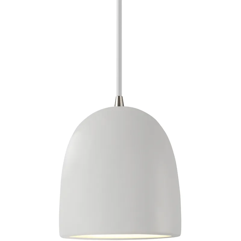 Radiance Collection - Bell Single Drop Pendant in Brushed Nickel, Replaceable Bulb, Bisque, White, Form+Finish+Function