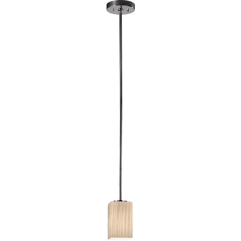 Fusion 1 Light 4 inch Polished Chrome Pendant Ceiling Light in Rigid Stem Kit, Square with Flat Rim, Incandescent, Ribbon Fusion