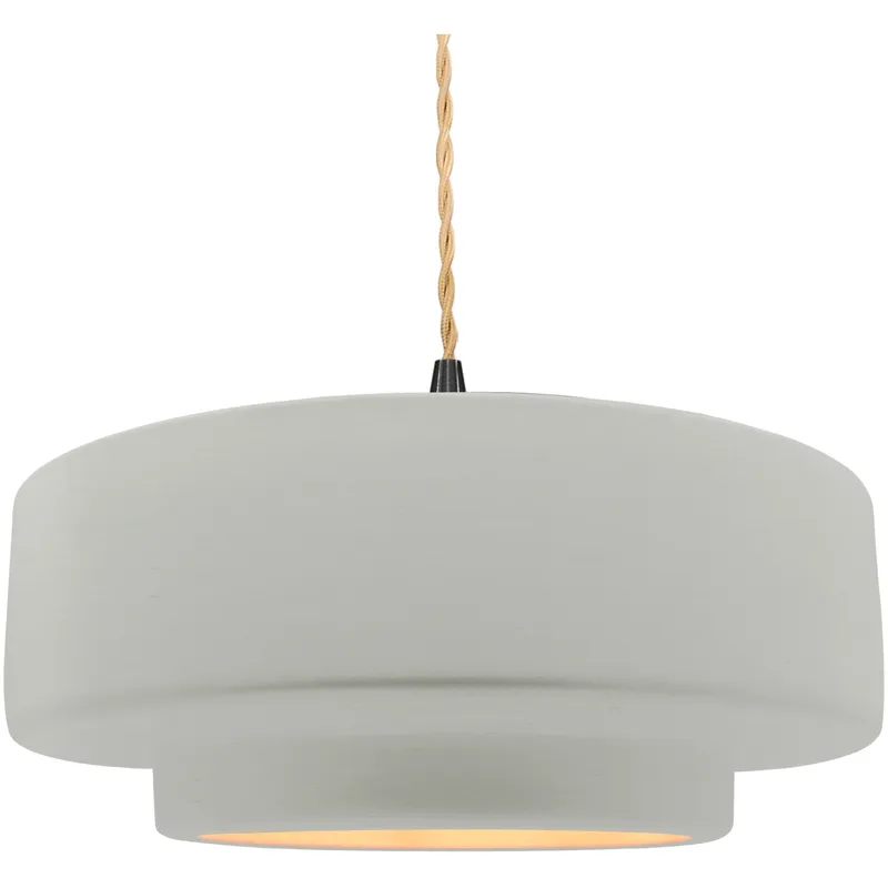 Radiance Collection - Tier Pendant Ceiling Light in Matte Black, Dedicated LED, Beige Twist Cord, Matte White/Champagne Gold, 16.25W x 6H, Form+Finish+Function