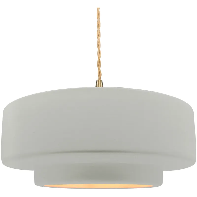 Radiance Collection - Tier Pendant Ceiling Light in Brushed Brass, Dedicated LED, Beige Twist Cord, Matte White/Champagne Gold, 16.25W x 6H, Form+Finish+Function