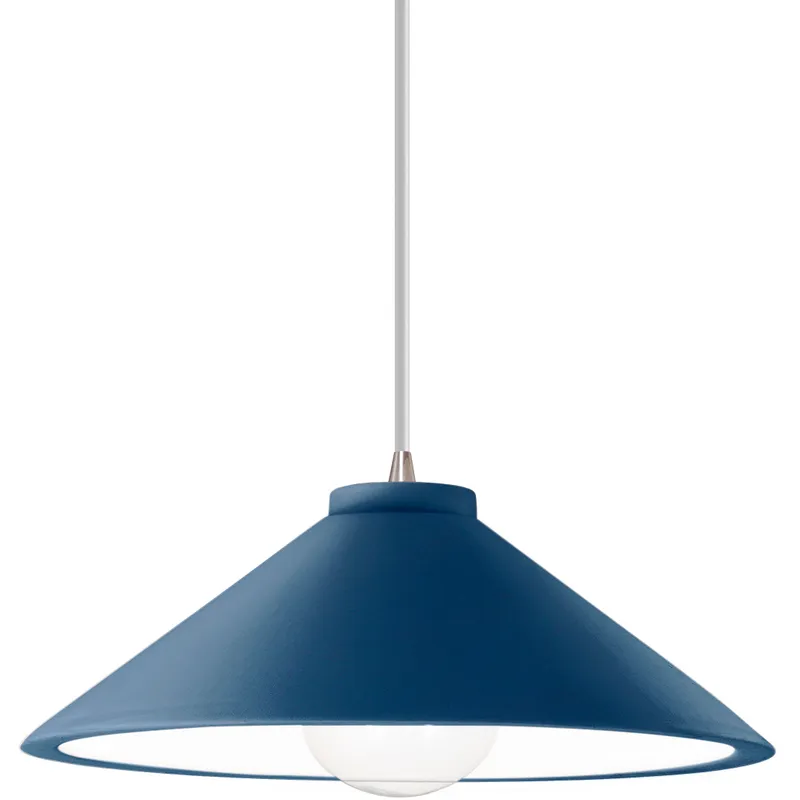 Radiance Collection - Flare 1 Light 11.75 inch Midnight Sky and Brushed Nickel Pendant Ceiling Light in Replaceable Bulb, White, Form+Finish+Function