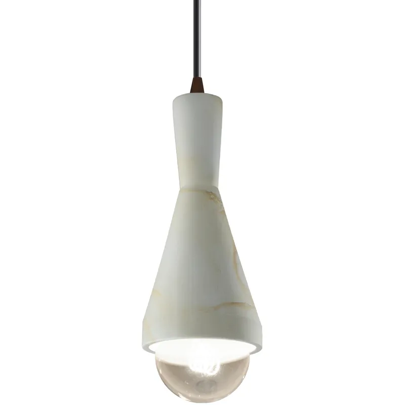 Radiance Collection - Erlen 1 Light 4.75 inch Carrara Marble and Dark Bronze Pendant Ceiling Light in Replaceable Bulb, Black, Form+Finish+Function