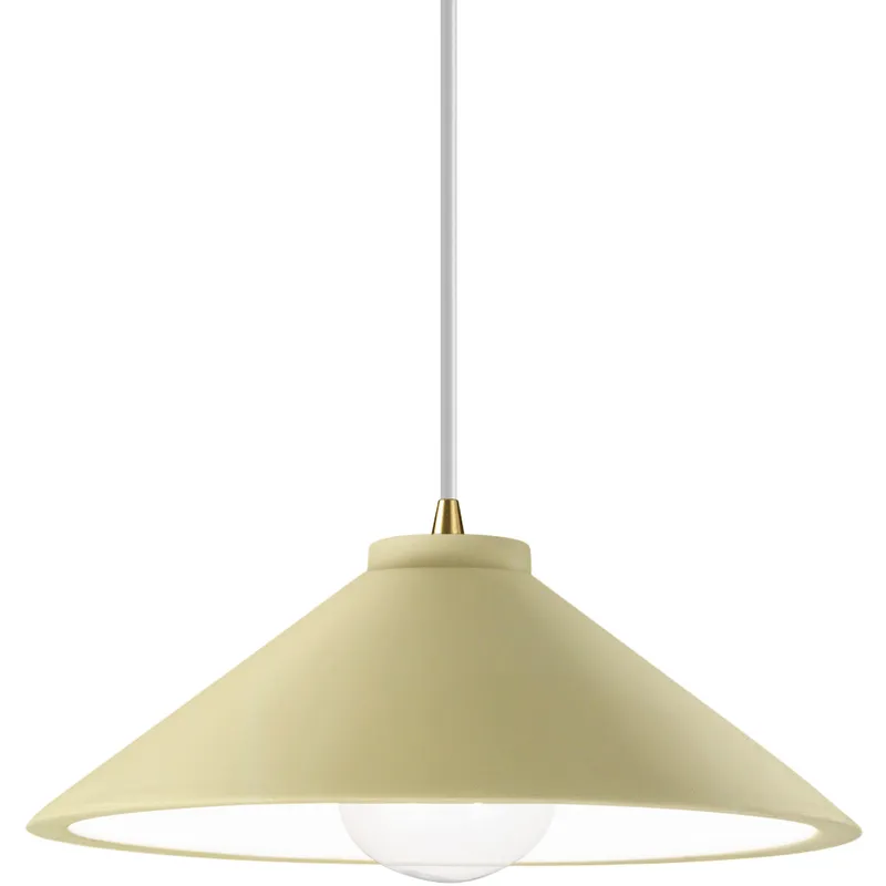 Radiance Collection - Flare 1 Light 11.75 inch Vanilla Gloss and Antique Brass Pendant Ceiling Light in Replaceable Bulb, White, Form+Finish+Function