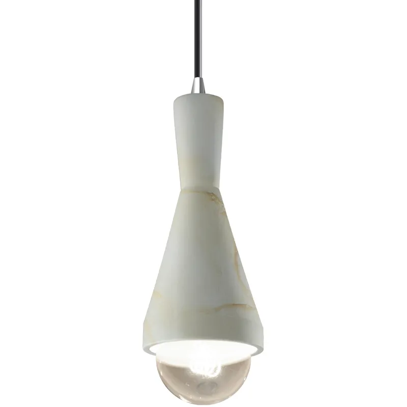Radiance Collection - Erlen 1 Light 4.75 inch Carrara Marble and Polished Chrome Pendant Ceiling Light in Replaceable Bulb, Black, Form+Finish+Function