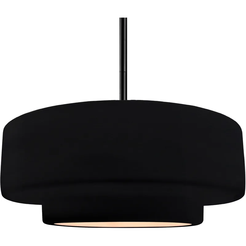 Radiance Collection - Tier Pendant Ceiling Light in Matte Black, Replaceable Bulb, Rigid Stem, Gloss Black/Matte White, 16.25W x 6H, Form+Finish+Function