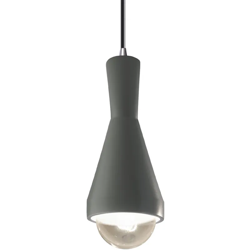 Radiance Collection - Erlen 1 Light 4.75 inch Pewter Green and Polished Chrome Pendant Ceiling Light in Replaceable Bulb, Black, Form+Finish+Function