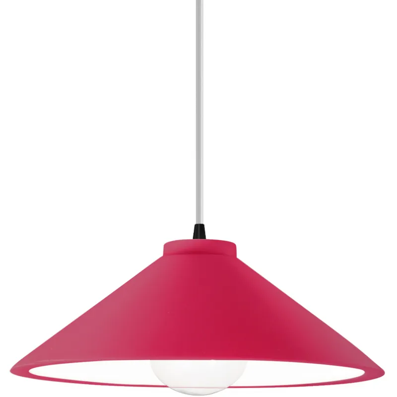 Radiance Collection - Flare 1 Light 11.75 inch Cerise and Matte Black Pendant Ceiling Light in Replaceable Bulb, White, Form+Finish+Function