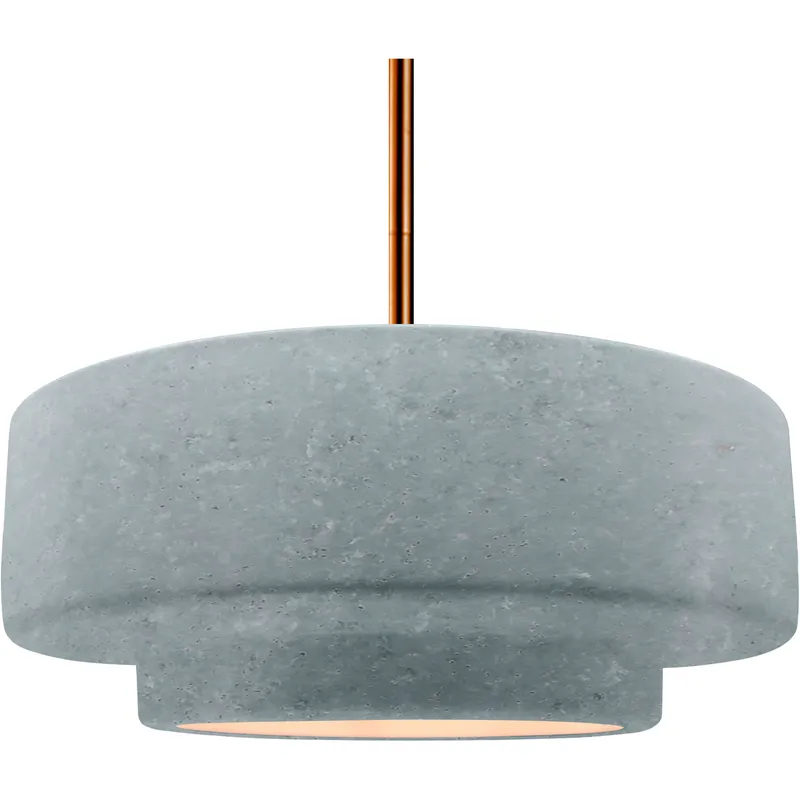 Radiance Collection - Tier Pendant Ceiling Light in Brushed Brass, Replaceable Bulb, Rigid Stem, Concrete, 16.25W x 6H, Form+Finish+Function