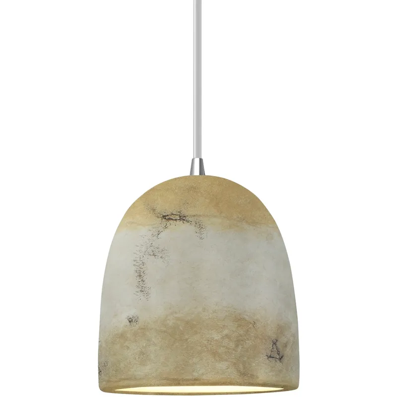 Radiance Collection - Bell Single Drop Pendant in Polished Chrome, Dedicated LED, Greco Travertine, White, Form+Finish+Function