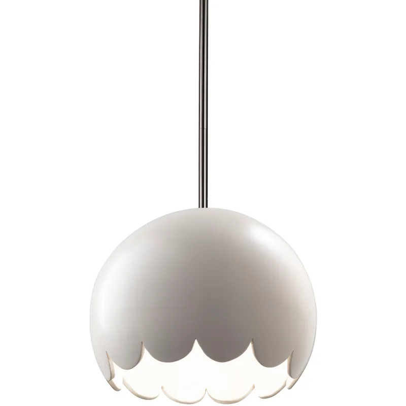 Radiance 1 Light 9 inch Matte White Pendant Ceiling Light in Rigid Stem Kit, Brushed Nickel, Incandescent