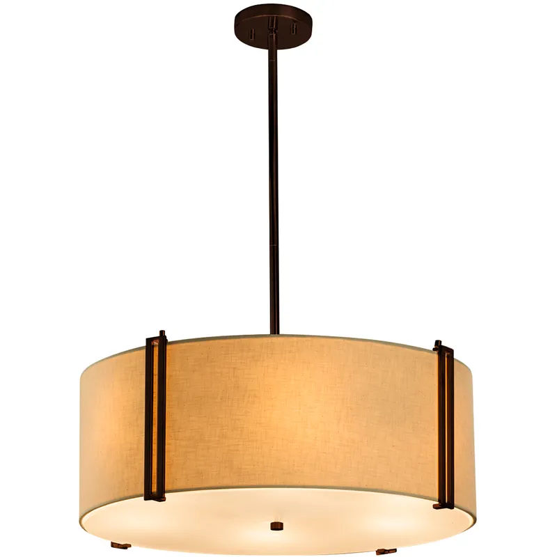 Textile 6 Light 24.5 inch Dark Bronze and Cream Pendant Ceiling Light in Incandescent