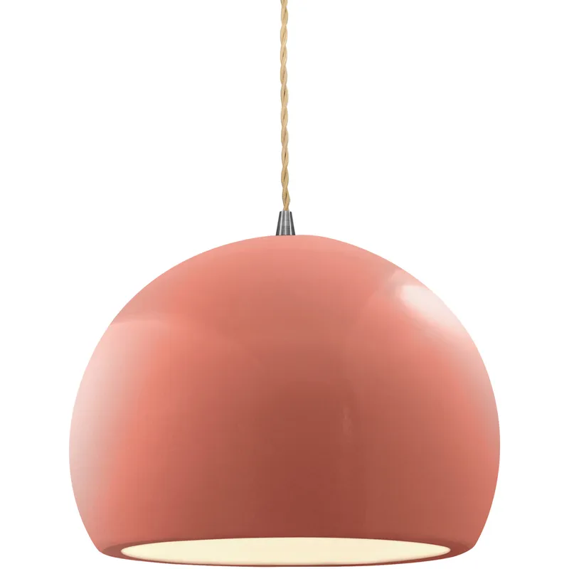 Radiance LED 10 inch Gloss Blush and Brushed Nickel Pendant Ceiling Light