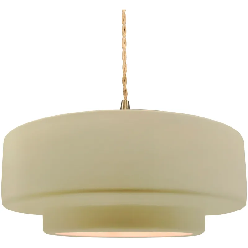 Radiance Collection - Tier Pendant Ceiling Light in Brushed Brass, Dedicated LED, Beige Twist Cord, Vanilla Gloss, 16.25W x 6H, Form+Finish+Function