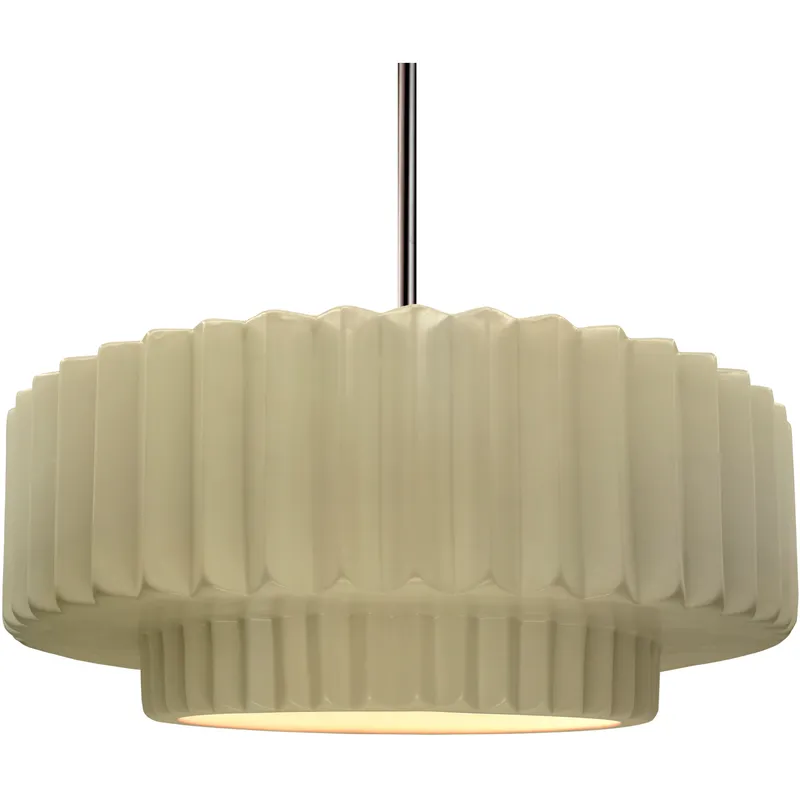 Radiance Collection - Pleated Tier Pendant Ceiling Light in Brushed Nickel, Dedicated LED, Black Cord, Vanilla Gloss, 16.25W x 6H, Form+Finish+Function