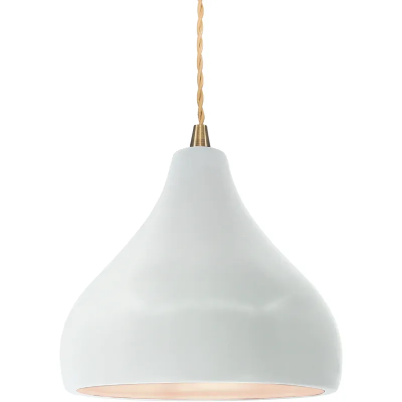 Radiance LED 8 inch Gloss White and Antique Brass Pendant Ceiling Light