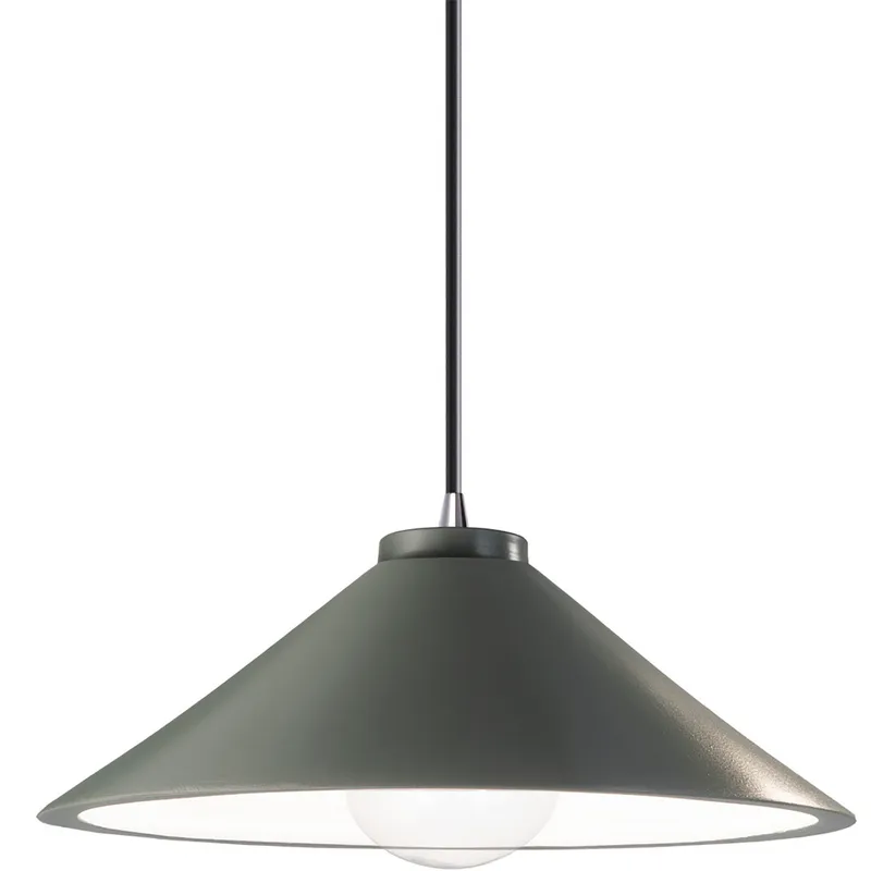 Radiance Collection - Flare LED 11.75 inch Pewter Green and Polished Chrome Pendant Ceiling Light in Dedicated LED, Black, Form+Finish+Function