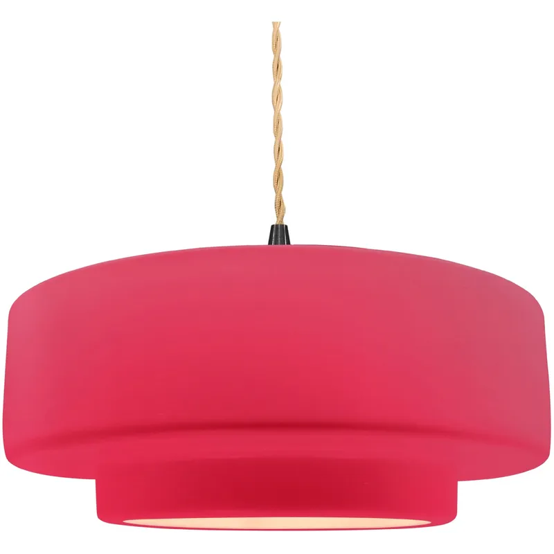 Radiance Collection - Tier Pendant Ceiling Light in Matte Black, Dedicated LED, Beige Twist Cord, Cerise, 16.25W x 6H, Form+Finish+Function