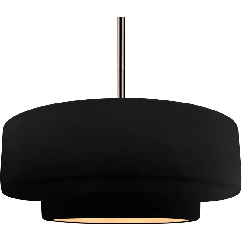 Radiance Collection - Tier Pendant Ceiling Light in Brushed Nickel, Replaceable Bulb, Rigid Stem, Carbon Matte Black/Champagne Gold, 16.25W x 6H, Form+Finish+Function