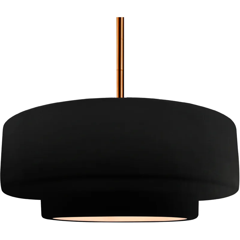Radiance Collection - Tier Pendant Ceiling Light in Brushed Brass, Dedicated LED, Rigid Stem, Carbon Matte Black, 16.25W x 6H, Form+Finish+Function