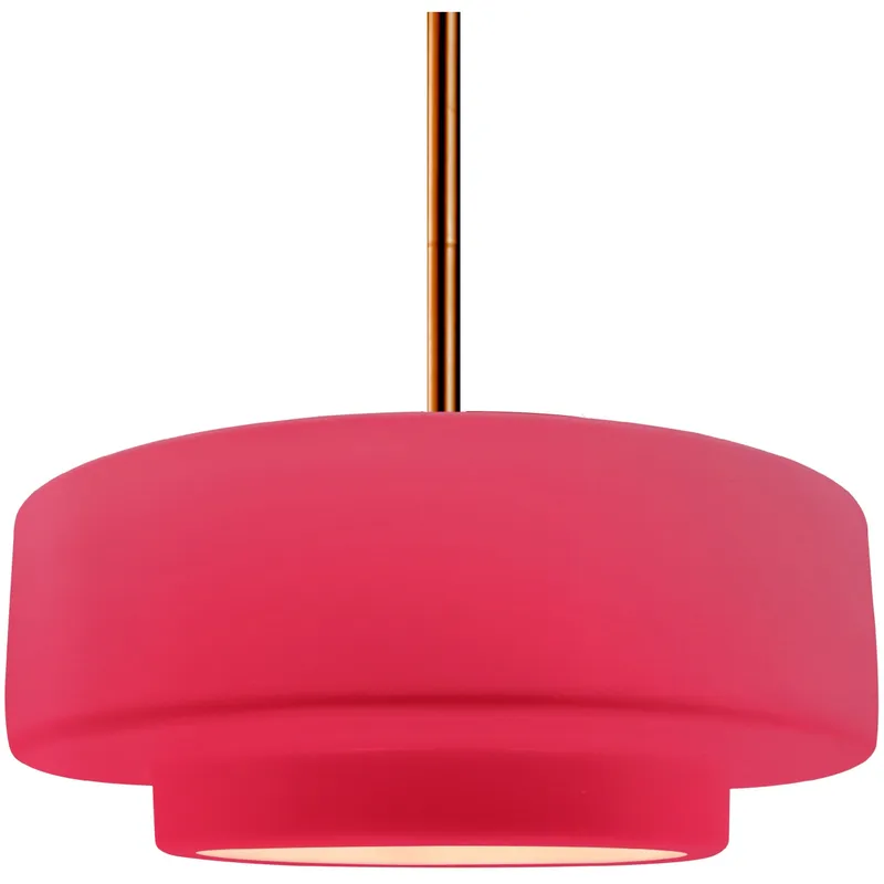 Radiance Collection - Tier Pendant Ceiling Light in Brushed Brass, Dedicated LED, Black Cord, Cerise, 14.5W x 5.25H, Form+Finish+Function