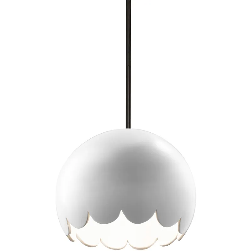 Radiance LED 9 inch Gloss White Pendant Ceiling Light in 700 Lm LED, Rigid Stem Kit, Matte Black
