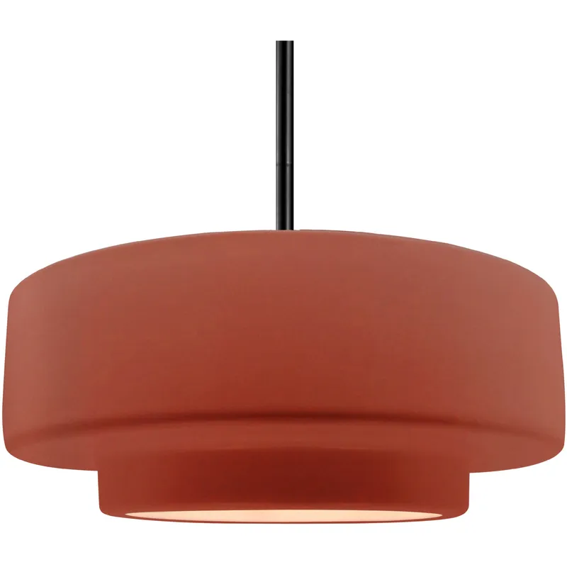 Radiance Collection - Tier Pendant Ceiling Light in Matte Black, Dedicated LED, Rigid Stem, Canyon Clay, 16.25W x 6H, Form+Finish+Function