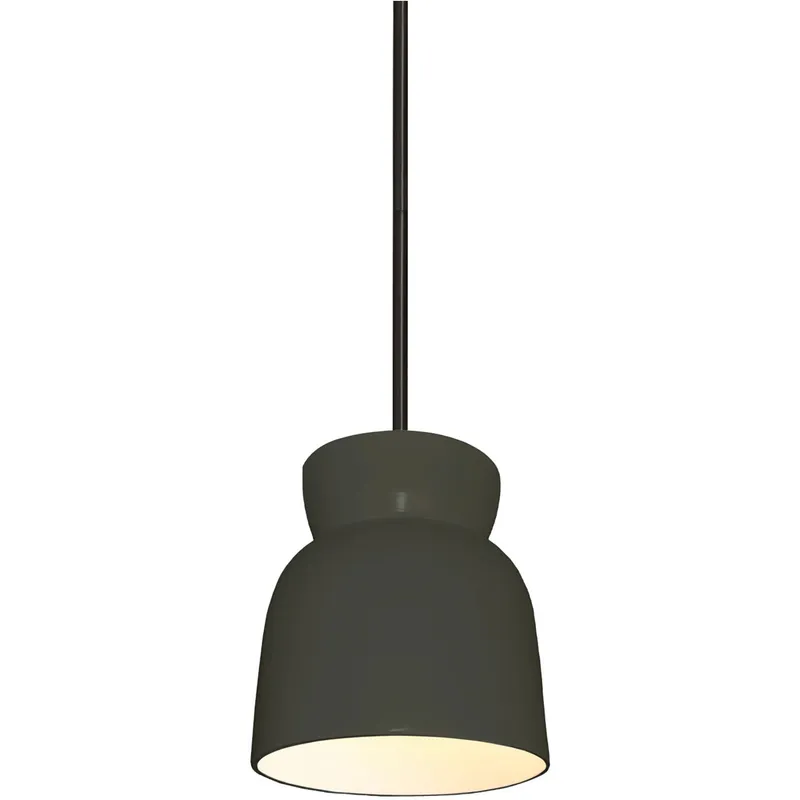 Radiance Collection LED 8 inch Pewter Green with Brushed Nickel Pendant Ceiling Light