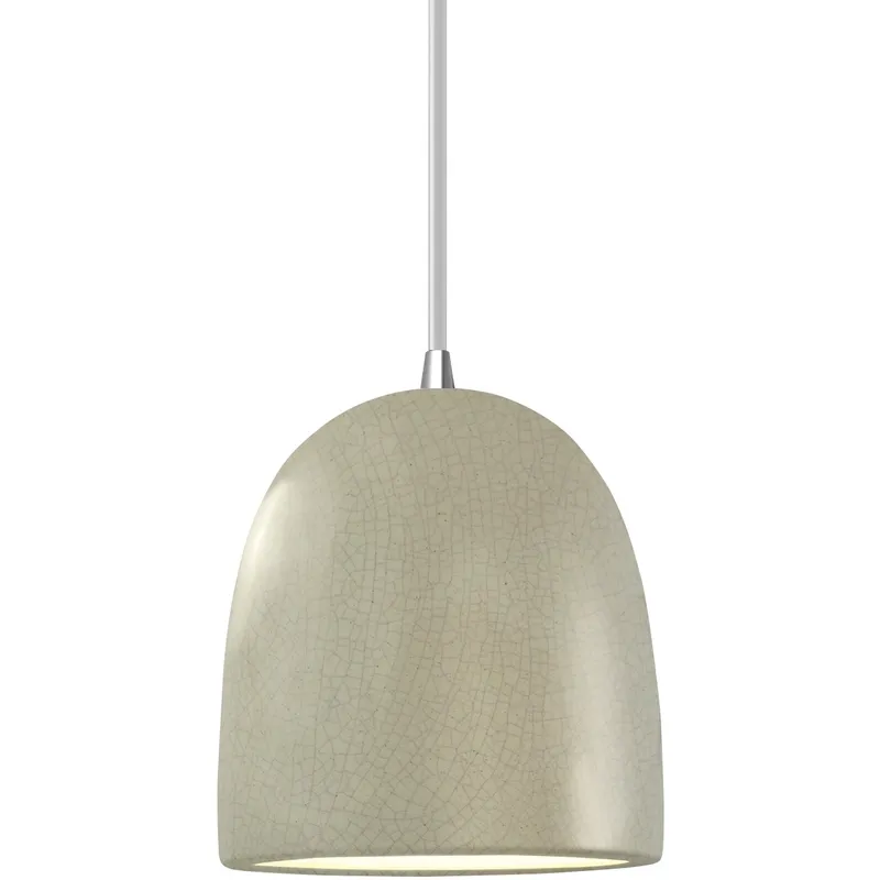 Radiance Collection - Bell Single Drop Pendant in Polished Chrome, Replaceable Bulb, Celadon Green Crackle, White, Form+Finish+Function