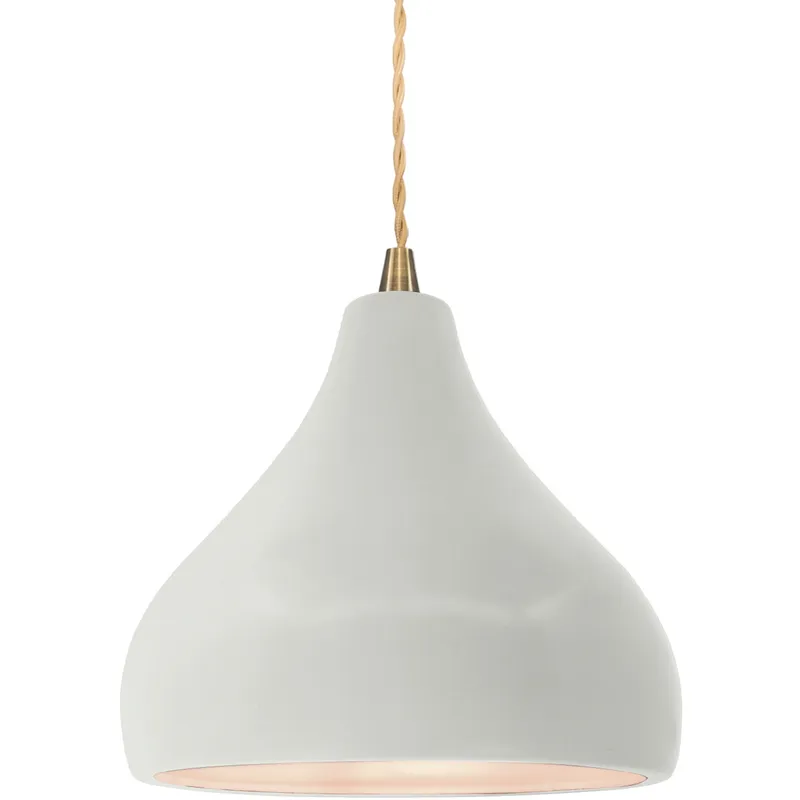 Radiance LED 8 inch Matte White and Antique Brass Pendant Ceiling Light