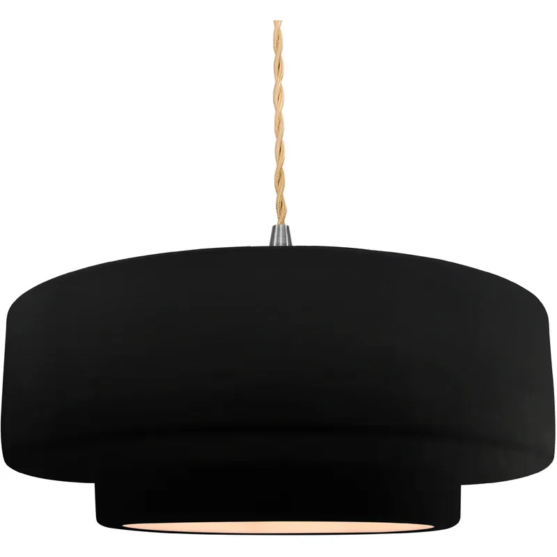 Radiance Collection - Tier Pendant Ceiling Light in Brushed Nickel, Dedicated LED, Beige Twist Cord, Carbon Matte Black, 16.25W x 6H, Form+Finish+Function