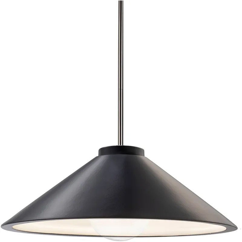 Radiance Collection - Flare LED 11.75 inch Carbon Matte Black and Brushed Nickel Pendant Ceiling Light in Dedicated LED, Rigid Stem, Form+Finish+Function