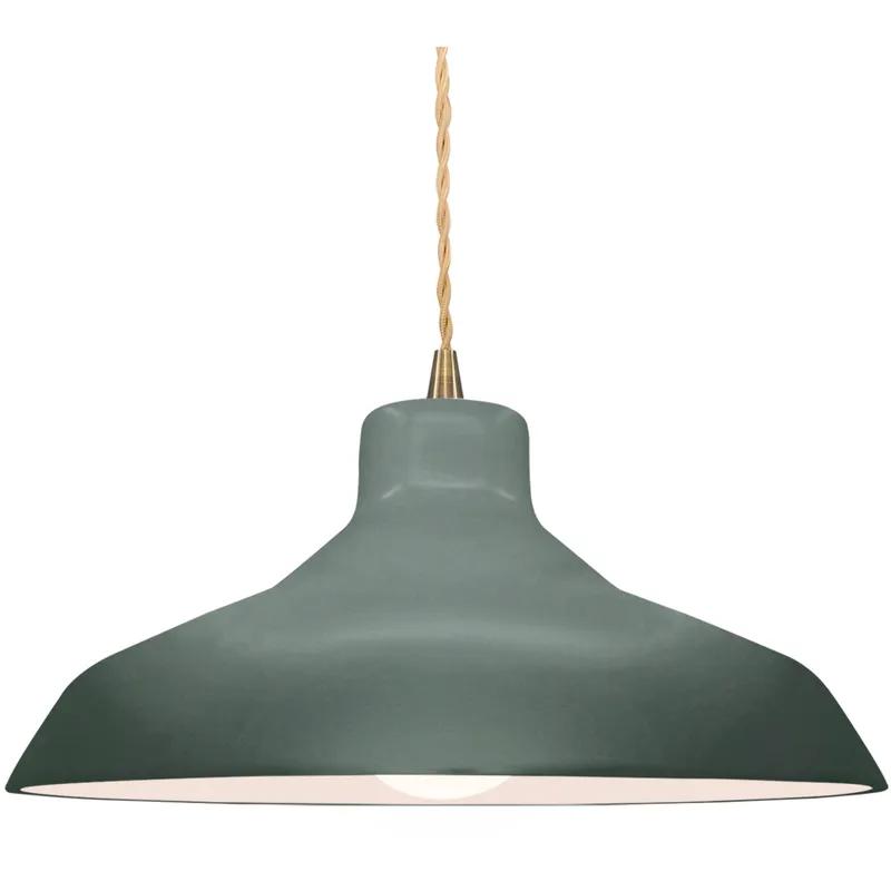 Radiance LED 15.5 inch Pewter Green and Antique Brass Pendant Ceiling Light
