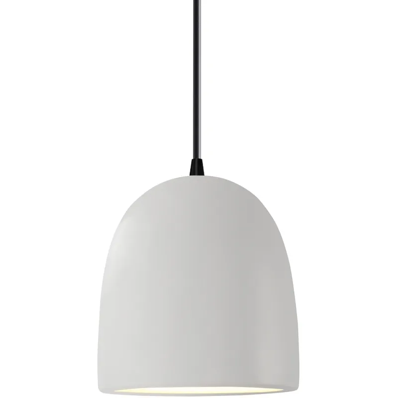 Radiance Collection - Bell Single Drop Pendant in Matte Black, Replaceable Bulb, Bisque, Black, Form+Finish+Function