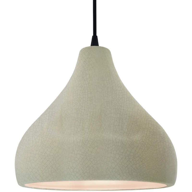 Radiance LED 13.5 inch Celadon Green Crackle and Matte Black Pendant Ceiling Light