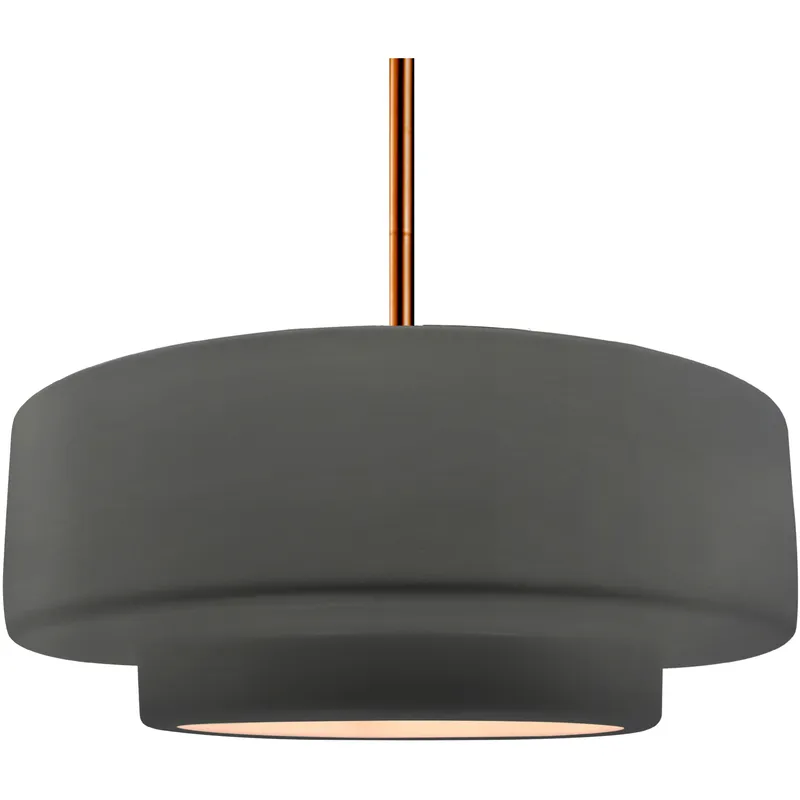 Radiance Collection - Tier Pendant Ceiling Light in Brushed Brass, Dedicated LED, Rigid Stem, Gloss Gray, 16.25W x 6H, Form+Finish+Function