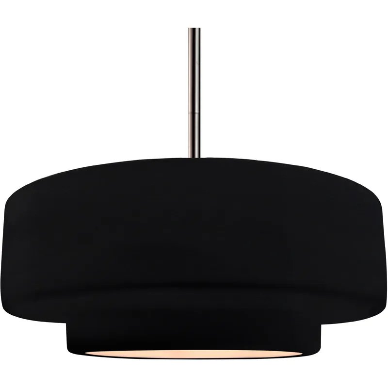 Radiance Collection - Tier Pendant Ceiling Light in Brushed Nickel, Dedicated LED, Rigid Stem, Gloss Black/Matte White, 16.25W x 6H, Form+Finish+Function