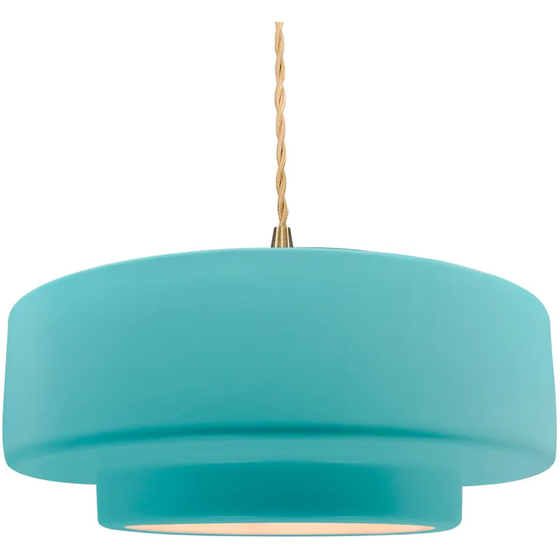 Radiance Collection - Tier Pendant Ceiling Light in Brushed Brass, Replaceable Bulb, Beige Twist Cord, Reflecting Pool, 16.25W x 6H, Form+Finish+Function
