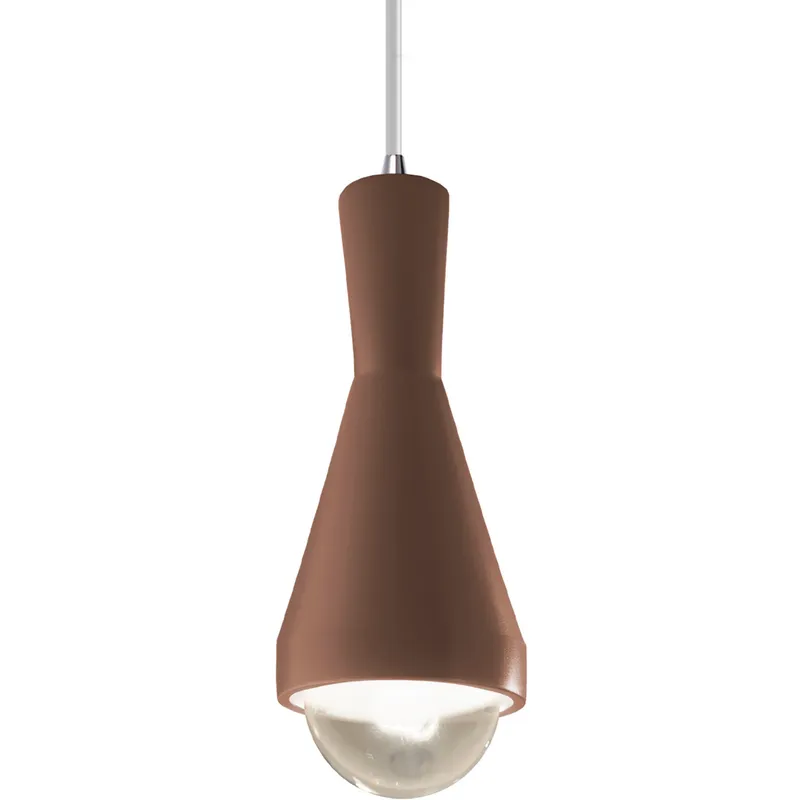 Radiance Collection - Erlen 1 Light 4.75 inch Canyon Clay and Polished Chrome Pendant Ceiling Light in Replaceable Bulb, White, Form+Finish+Function