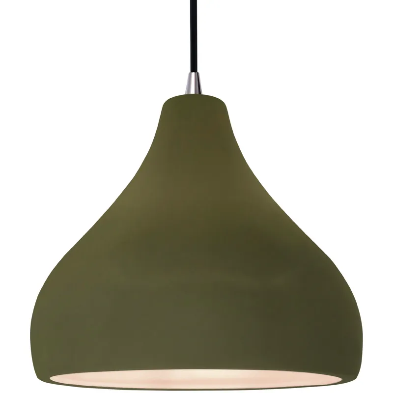 Radiance LED 13.5 inch Matte Green and Brushed Nickel Pendant Ceiling Light