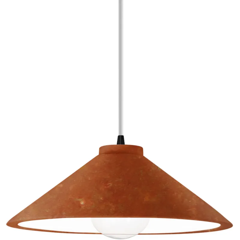 Radiance Collection - Flare 1 Light 11.75 inch Rust Patina and Matte Black Pendant Ceiling Light in Replaceable Bulb, White, Form+Finish+Function