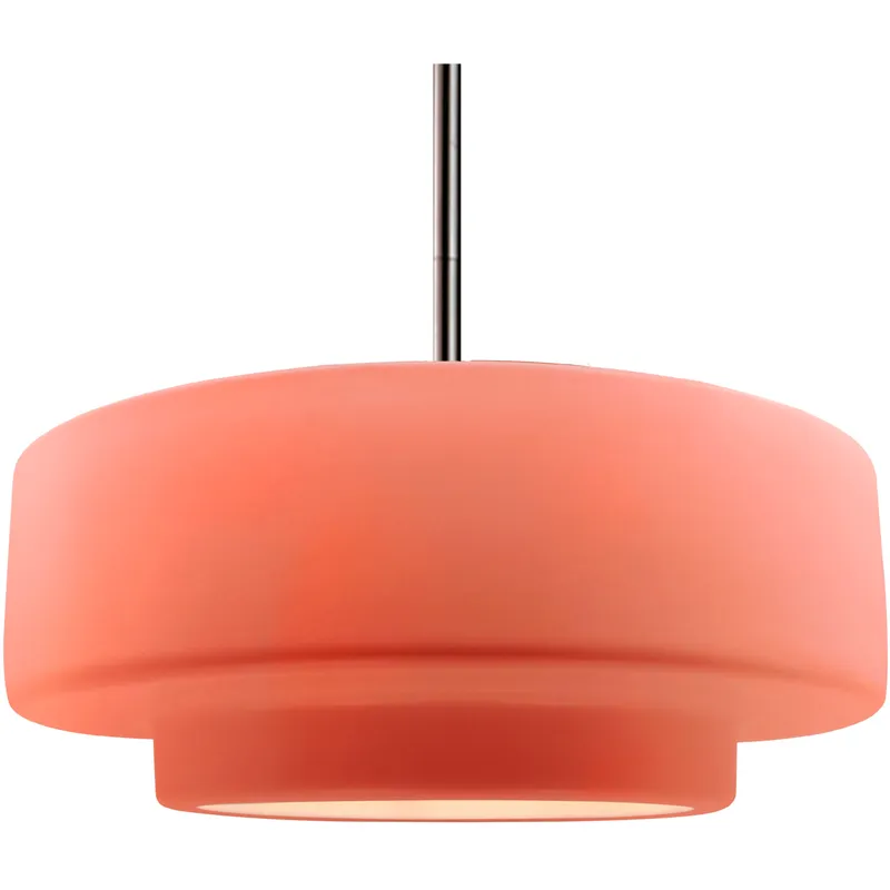 Radiance Collection - Tier Pendant Ceiling Light in Brushed Nickel, Replaceable Bulb, Rigid Stem, Gloss Blush, 16.25W x 6H, Form+Finish+Function