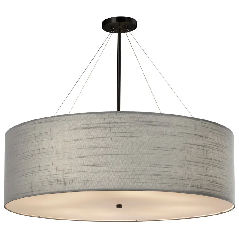 Textile 36 inch Matte Black Pendant Ceiling Light in White, Incandescent