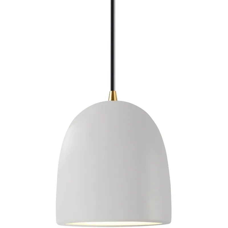 Radiance Collection - Bell Single Drop Pendant in Antique Brass, Replaceable Bulb, Bisque, Black, Form+Finish+Function