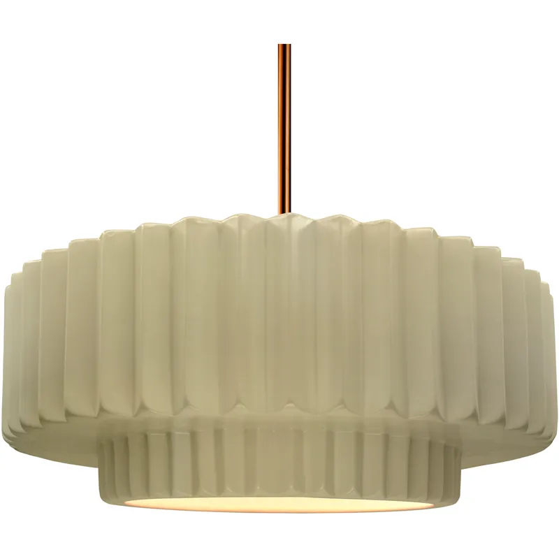 Radiance Collection - Pleated Tier Pendant Ceiling Light in Brushed Brass, Black Cord, Replaceable Bulb, Vanilla Gloss, 16.25W x 6H, Form+Finish+Function