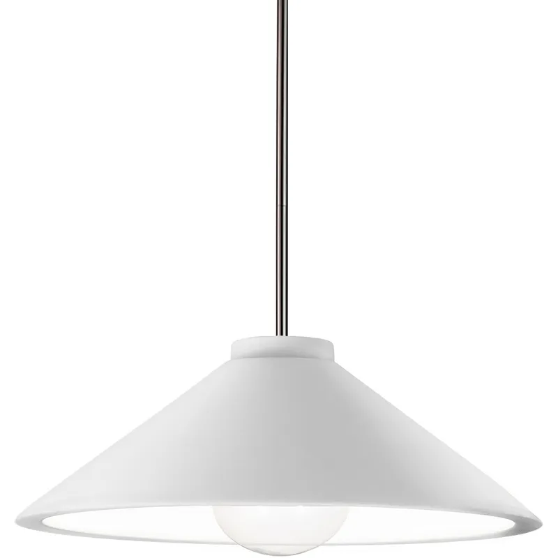 Radiance Collection - Flare 1 Light 11.75 inch Gloss White and Brushed Nickel Pendant Ceiling Light in Replaceable Bulb, Rigid Stem, Form+Finish+Function
