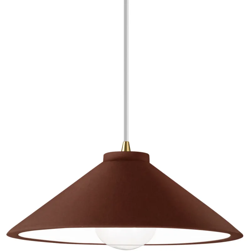Radiance Collection - Flare 1 Light 11.75 inch Real Rust and Antique Brass Pendant Ceiling Light in Replaceable Bulb, White, Form+Finish+Function