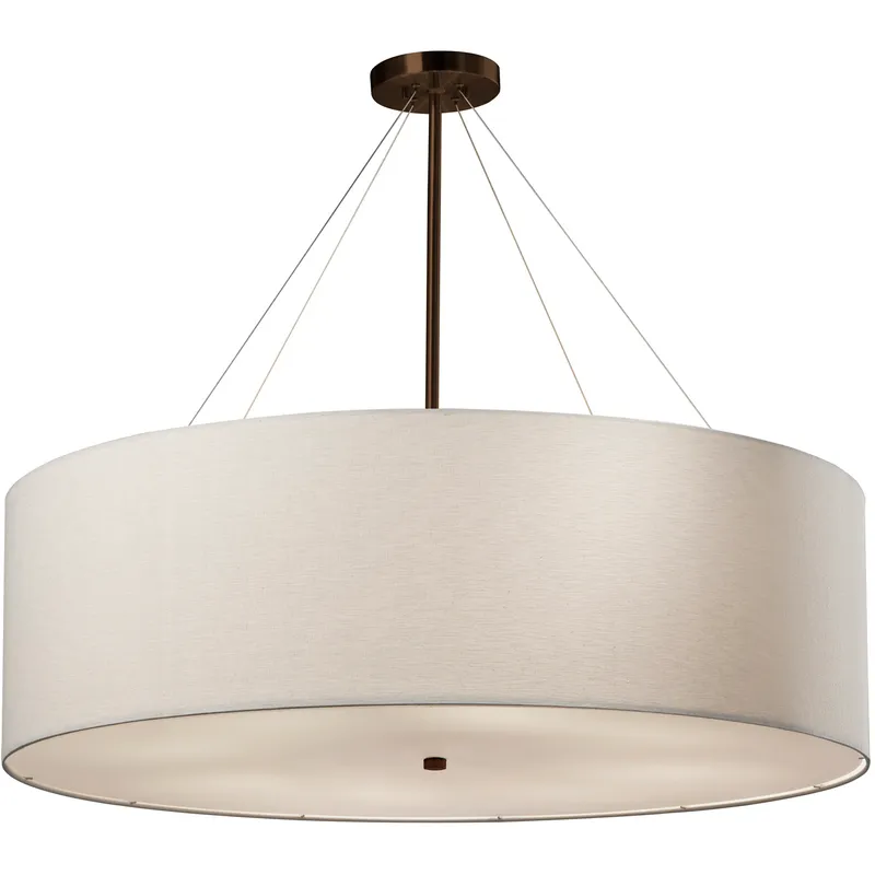 Textile 8 Light 36 inch Dark Bronze Drum Pendant Ceiling Light, Classic Family, EVOLV