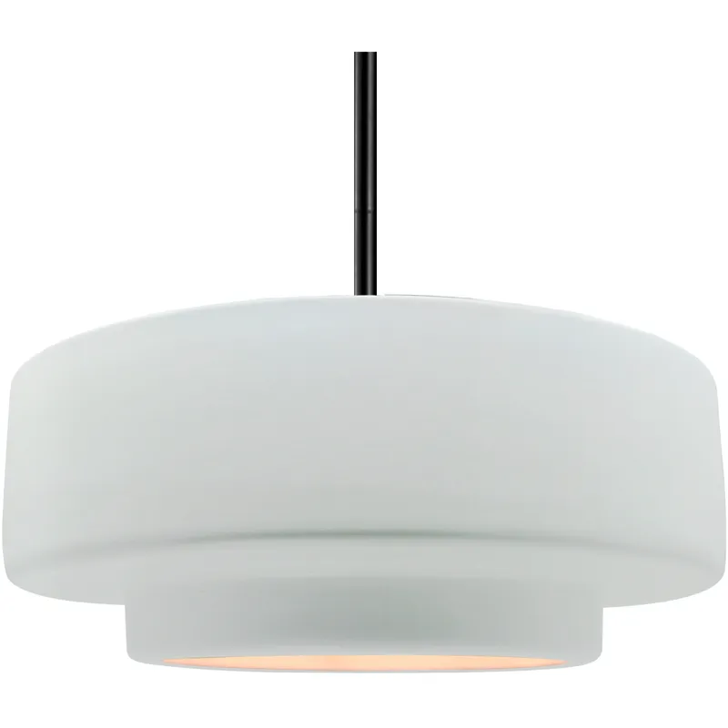 Radiance Collection - Tier Pendant Ceiling Light in Matte Black, Dedicated LED, Rigid Stem, Gloss White (outside and inside of fixture), 16.25W x 6H, Form+Finish+Function